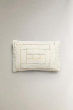 ZARA HOME ЧЕХОЛ ДЛЯ ДЕКОРАТИВНОЙ ПОДУШКИ С КОНТРАСТНЫМИ ДЕТАЛЯМИ, СВЕТЛО-БЕЖЕВЫЙ