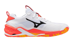 Мужские кроссовки для бадминтона/сквоша Mizuno Wave Stealth Neo 2 - white/fiery coral 2/citrus