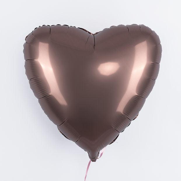F Шар сердце 18"/46 см, сатин шоколад/Brown (БГ-15)