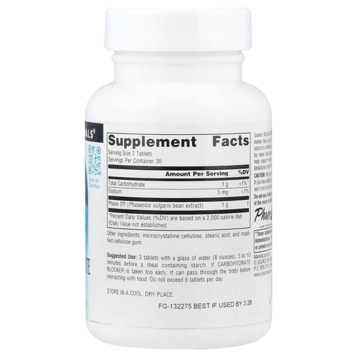 Source Naturals, Phase 2®, блокатор углеводов, 500 мг, 60 таблеток