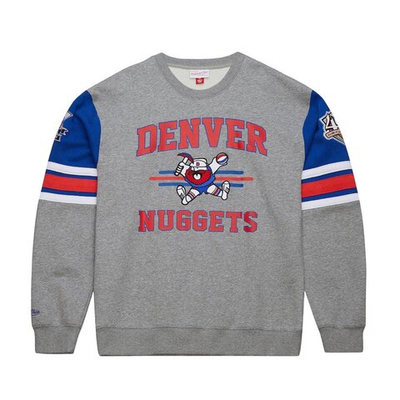 Толстовка Mitchell&Ness NBA All Over Crew 4.0 Vintage Logo Denver Nuggets sweatshirt Gray