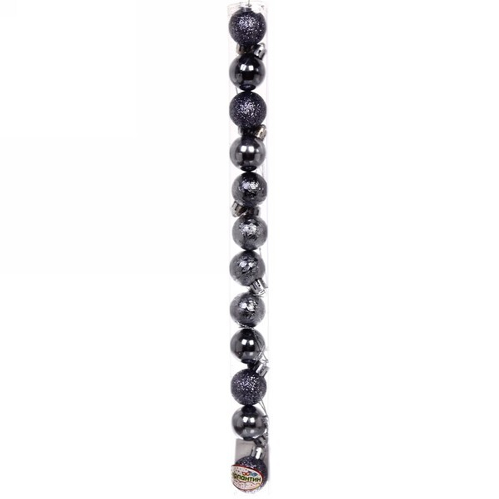 Новогодние шары 3 см (набор 12 шт) «Микс фактур», графит