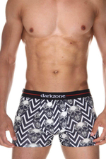 Мужские трусы-боксеры с принтом в виде зигзагов и черепов (Размер: XL) (Цвет: белый)