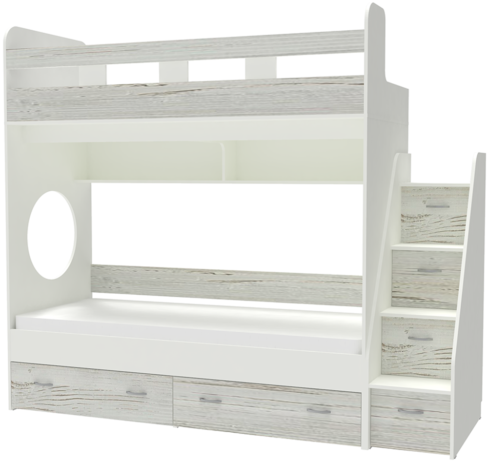 Трехъярусная кровать КарИВи Юниор  Белый  Винтерберг