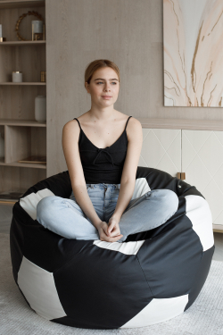 Кресло Мяч Черно-Белый ЭкоКожа (Классический)