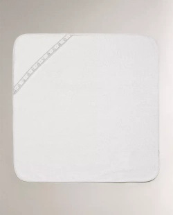 ZARA HOME ДЕТСКОЕ ПОЛОТЕНЦЕ С КАПЮШОНОМ И ПРИНТОМ, ЖЕЛТОВАТО-БЕЛЫЙ