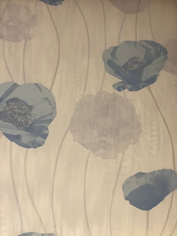 Обои ERISMANN-R винил компактный на бумаге 0,53х10м. маки синие на голубом