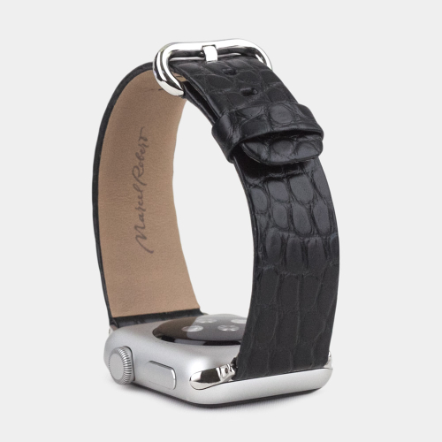 Ремешок для Apple Watch 40/41/42 mm из кожи аллигатора, черного цвета