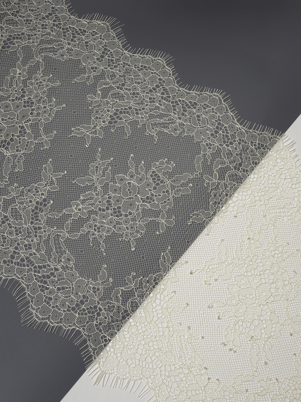 Кружево шантильи сливочное масло неэластичное ширина 22,5 см купон 2,9 м