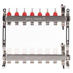 Коллектор Royal Thermo нерж. в сборе с расходомерами 1 ВР-3/4 НР с автомат. воздухоотвод-ми 7 вых.