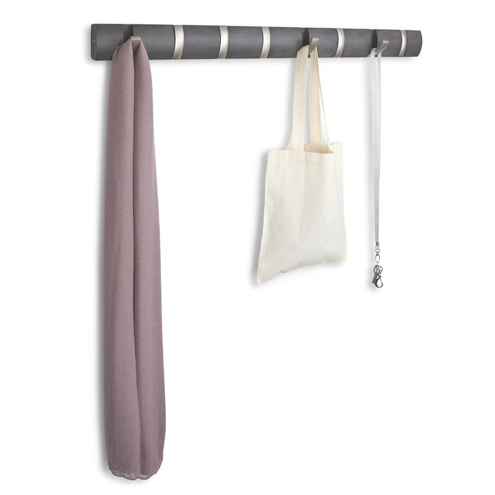 Настенная вешалка Flip 8 крючков дерево/никель