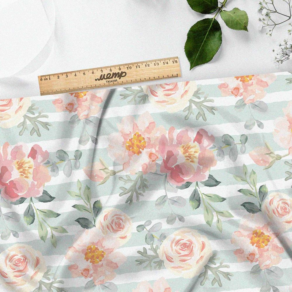 Ткань штапель нежные акварельные цветы