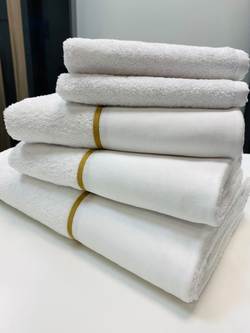 Набор полотенец 3шт Claire Batiste Atelier Brise белый с зеленым кантом