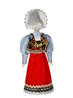 Кукла коллекционная фарфоровая в сарафане, душегрее и кокошнике,19 в. Центральная Россия