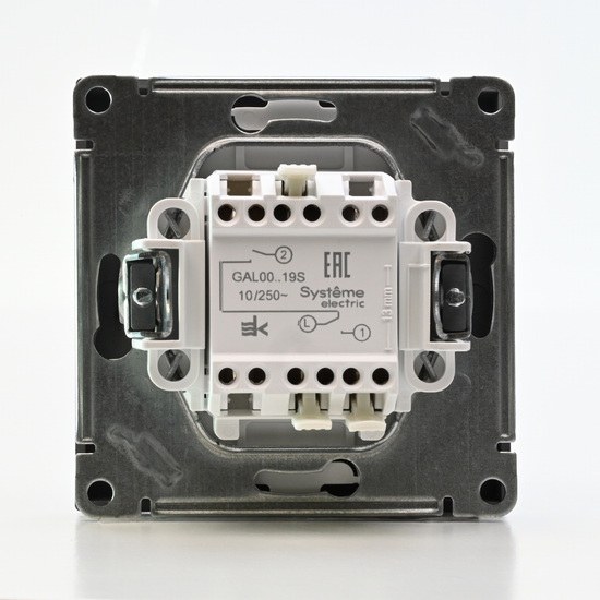 Выключатель для жалюзи 2-кл. ArtGallery 2х (сх. 4) 10А быстрозажим. клем. механизм сталь SE GAL000919S