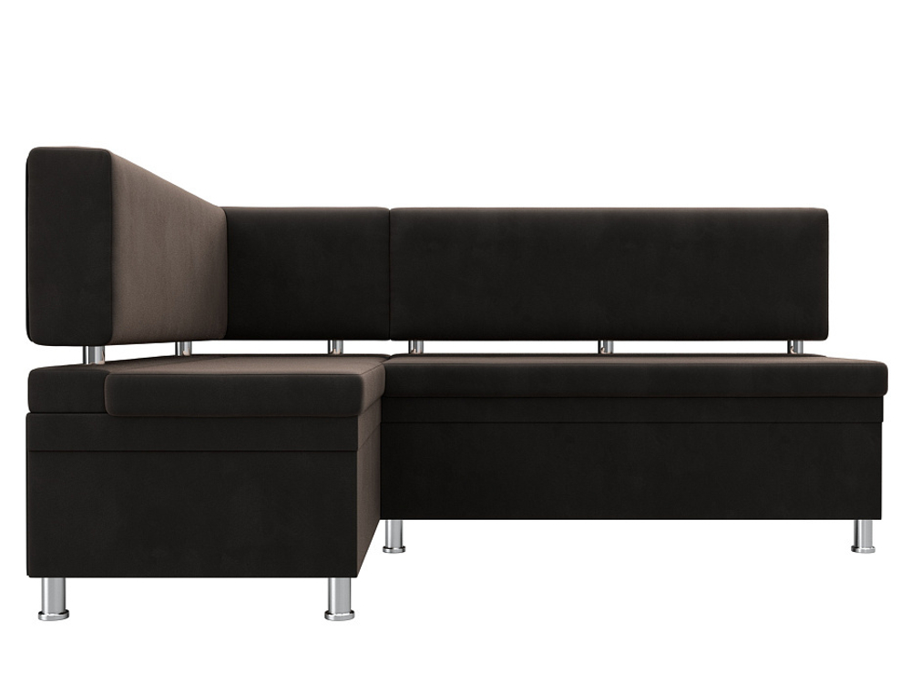 Диван кухонный угловой Стайл левый угол, Коричневый, Велюр, 111655L