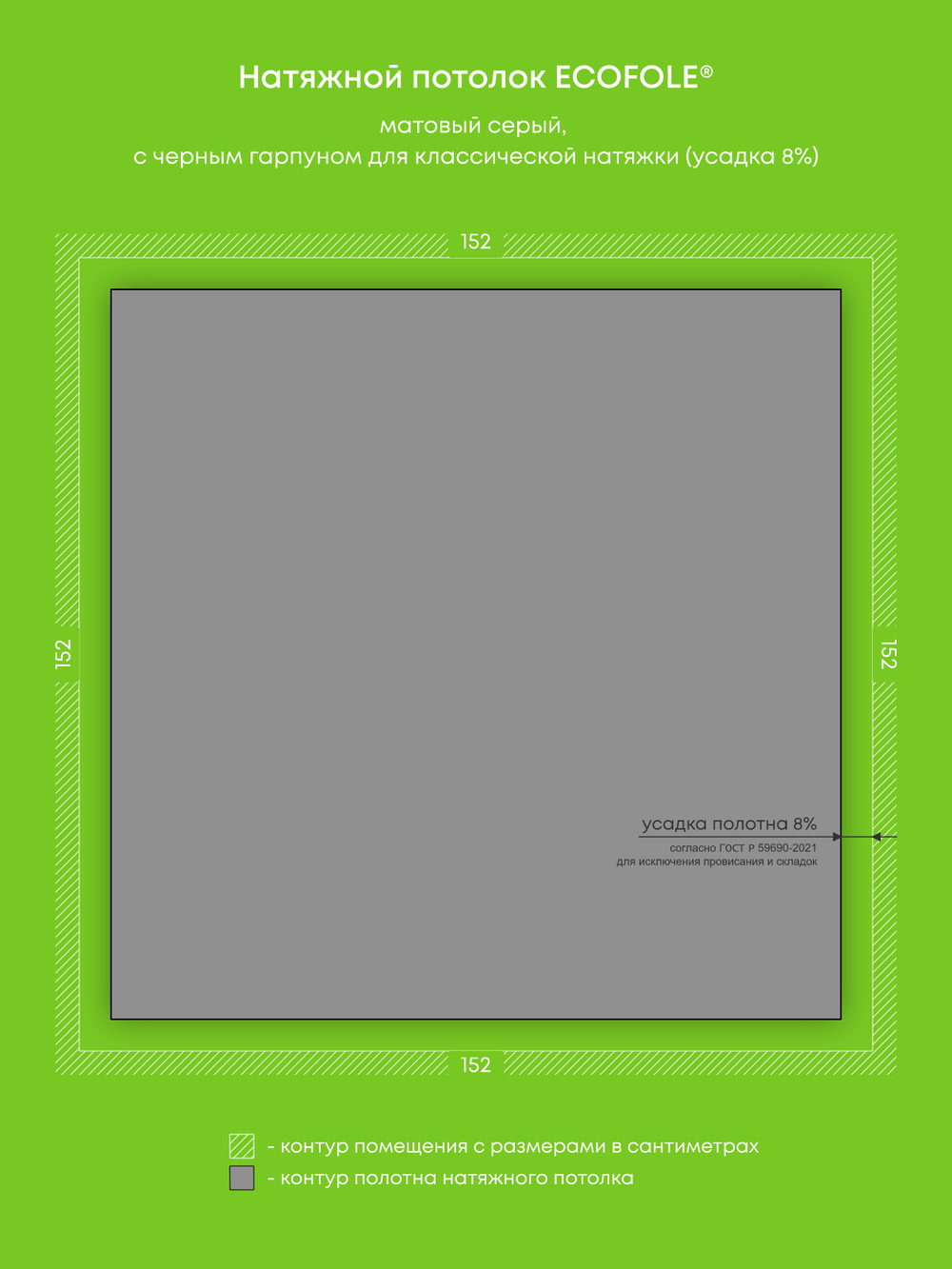 Матовый натяжной потолок 2.3 м2