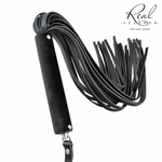 Черная кожаная плеть-флоггер - 84 см. (Цвет: черный)