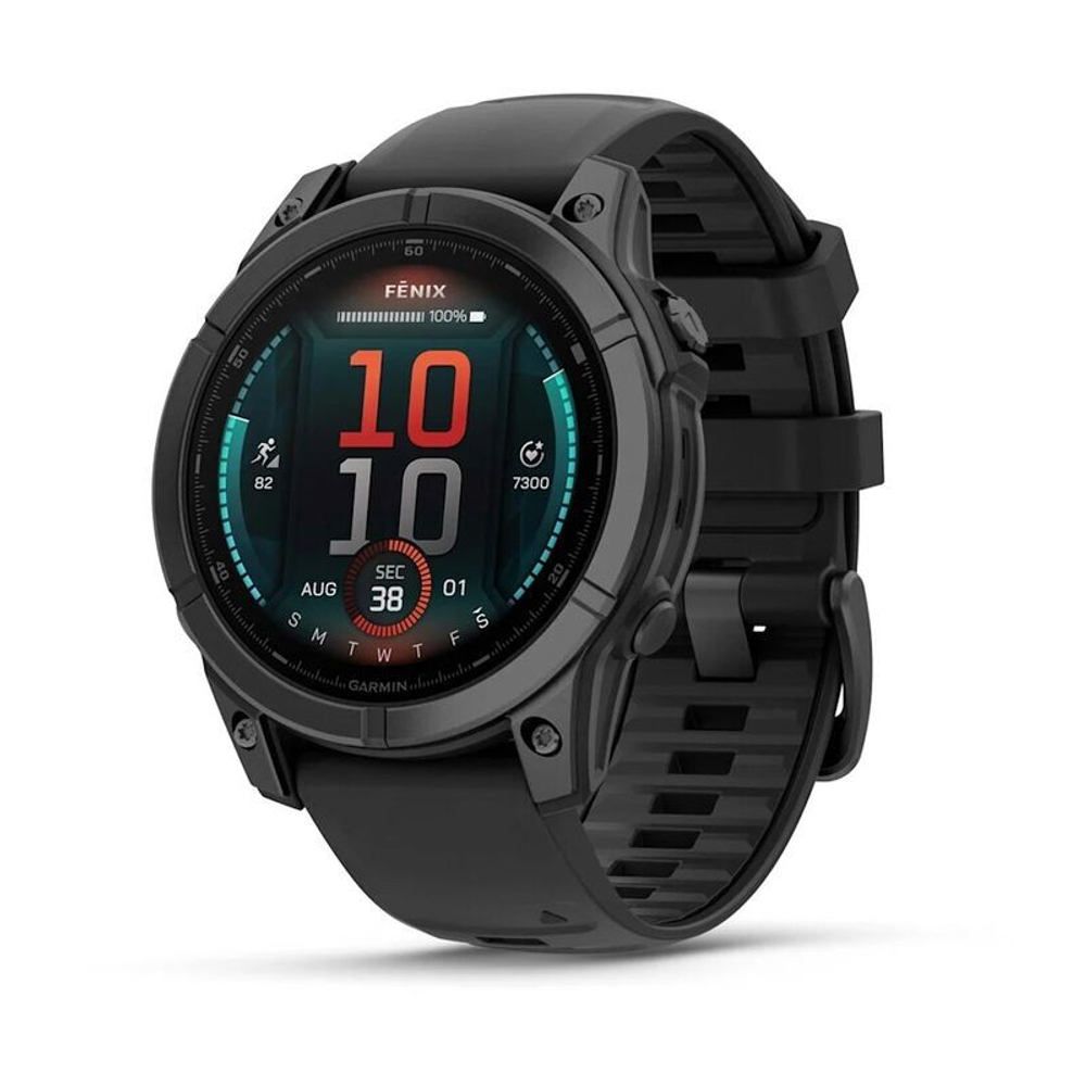 Умные часы Garmin FENIX E 47 мм Amoled Slate Gray Steel With Black Silicone Band