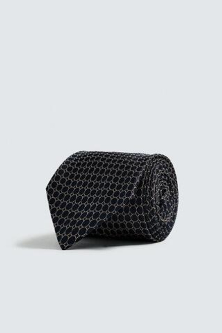 ZARA ГАЛСТУК ЖАККАРДОВЫЙ 100% ШЕЛК, МОРСКОЙ СИНИЙ