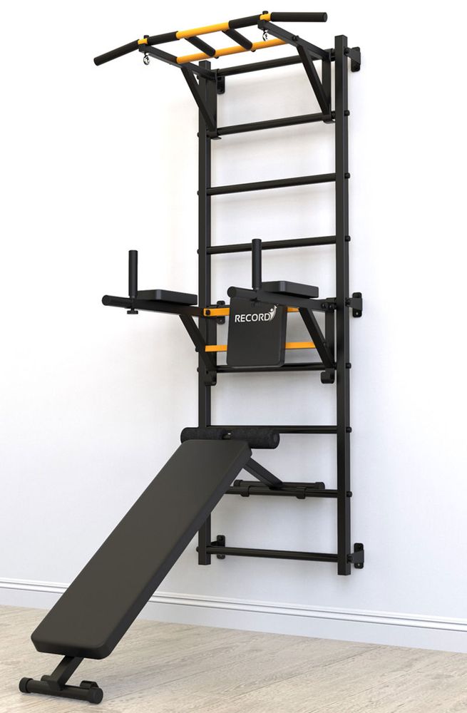Шведская стенка Record X, без опоры, турник Классик, черный (X3)