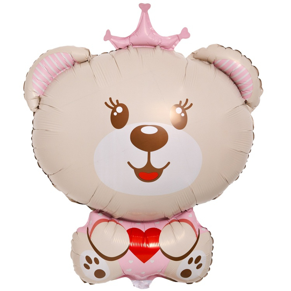 Шар Фольгированный Медведица принцесса с сердечком (Ассорти)