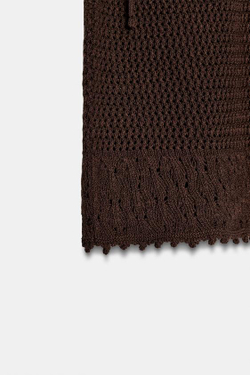 ZARA ТРИКОТАЖНАЯ МИНИ-ЮБКА, КОРИЧНЕВЫЙ
