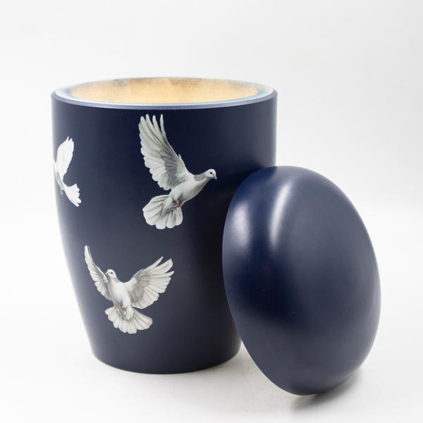 Урна для праха биоразагаемая "Эдем" синяя Голуби