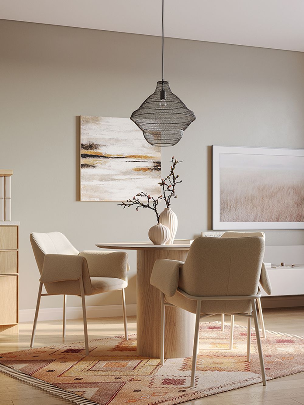 Панно декоративное с ручной росписью By Feel, 80х80 см, бежевое