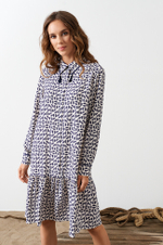 51591 Платье женское (молочно-синий принт)