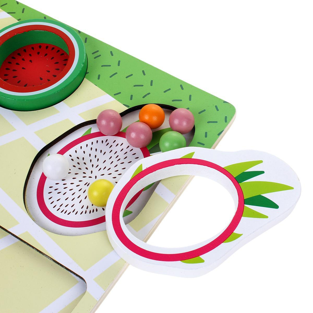 Развивающая игрушка деревянная с шариками Фрукты, коробка C-41931