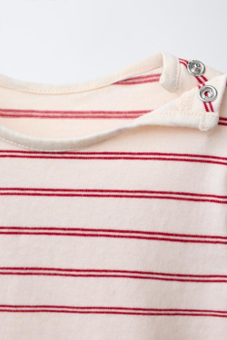 ZARA ТРИКОТАЖНОЕ БОДИ В ПОЛОСКУ, СВЕТЛЫЙ ЭКРЮ