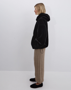 Анорак из искусственного меха стриженной норки черный