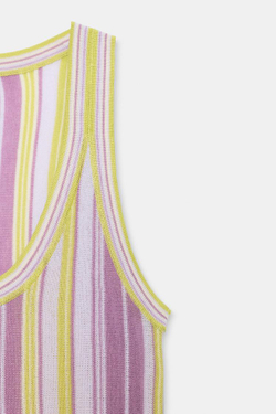 ZARA ТРИКОТАЖНЫЙ ТОП В ПОЛОСКУ, РАЗНОЦВЕТНЫЙ