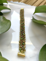 Браслет из бисера "Змейка" ручной работы с камнем Гранат (гроссуляр)