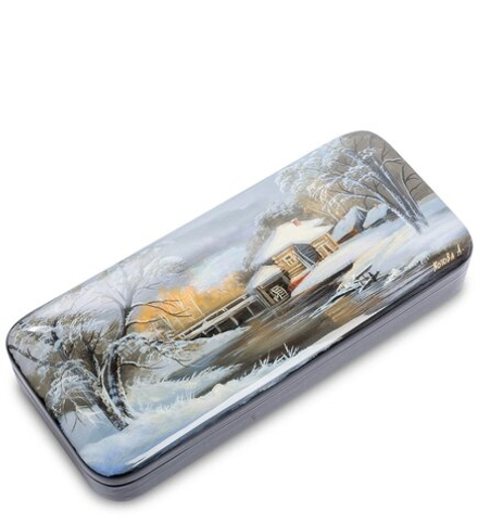 Народные промыслы ШК-10/ 41 Шкатулка «Дом у реки» исп. Котова А.