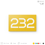 Номер на дверь 232, табличка на дверь для офиса, квартиры, кабинета, аудитории, склада, желтая 120х70 мм, Айдентика Технолоджи