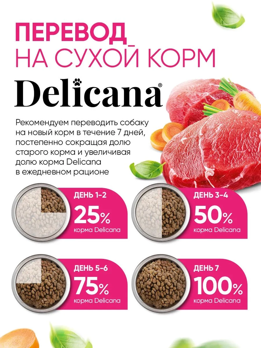 Delicana сухой полнорационный корм для взрослых собак средних пород, говядина с овощами, 18кг