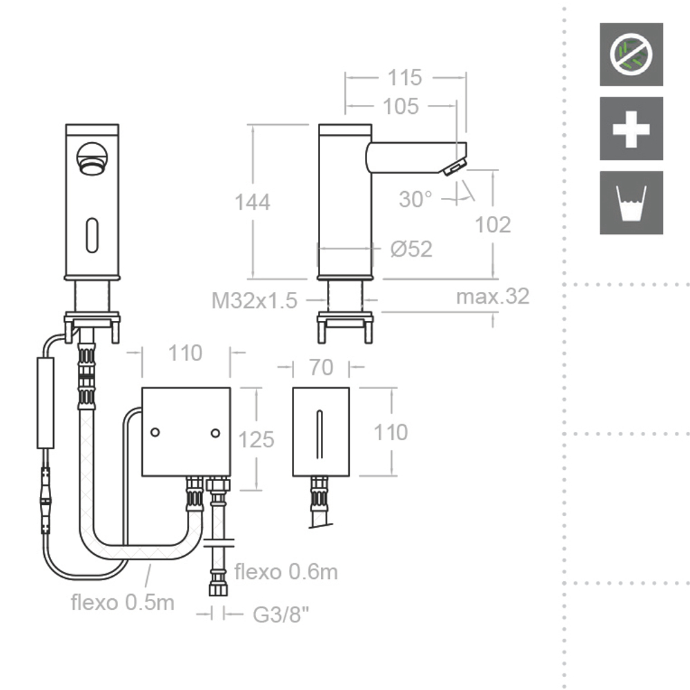 Сенсорный кран для раковины SOLTRONIC 8102