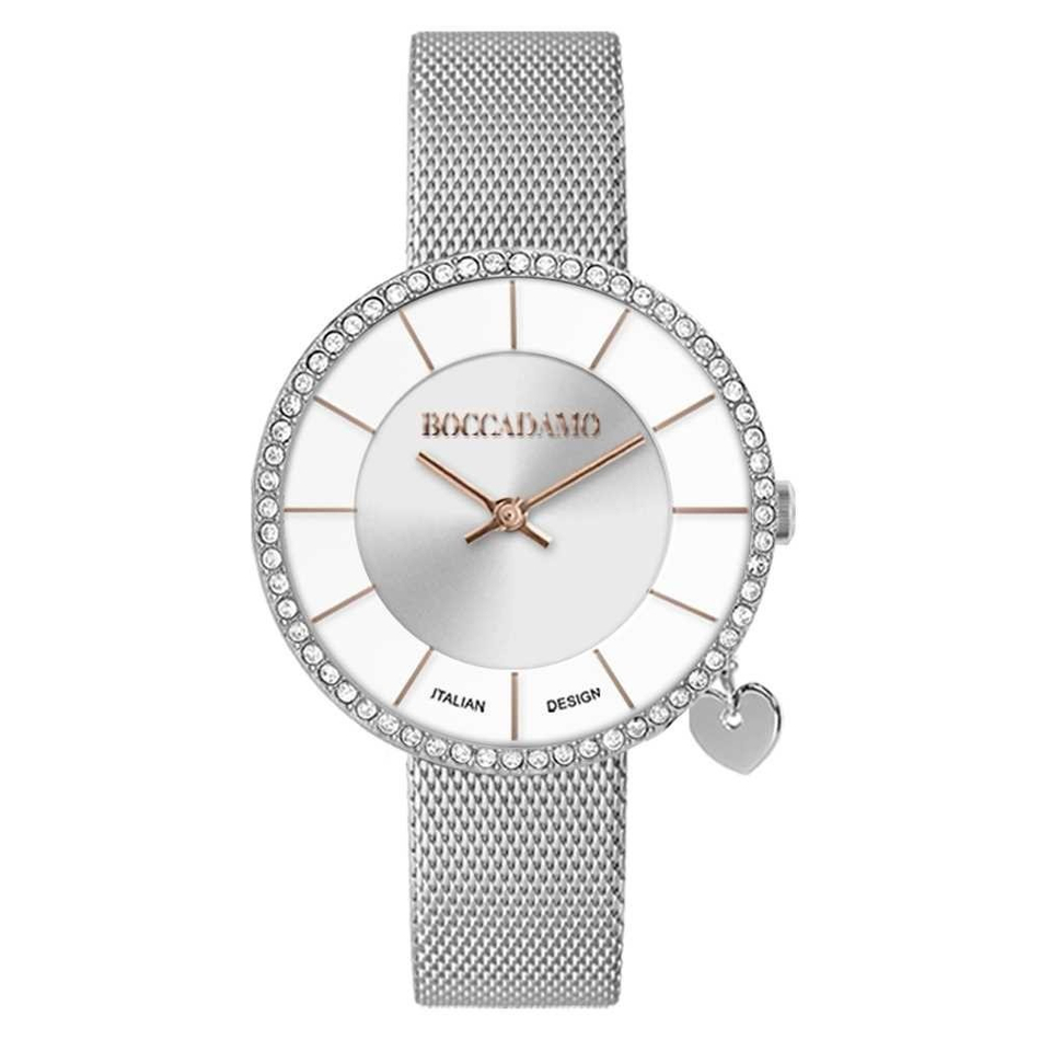 Часы Boccadamo Mya33 Silver White MX008 BW/S с минеральным стеклом, кристаллами Swarovski