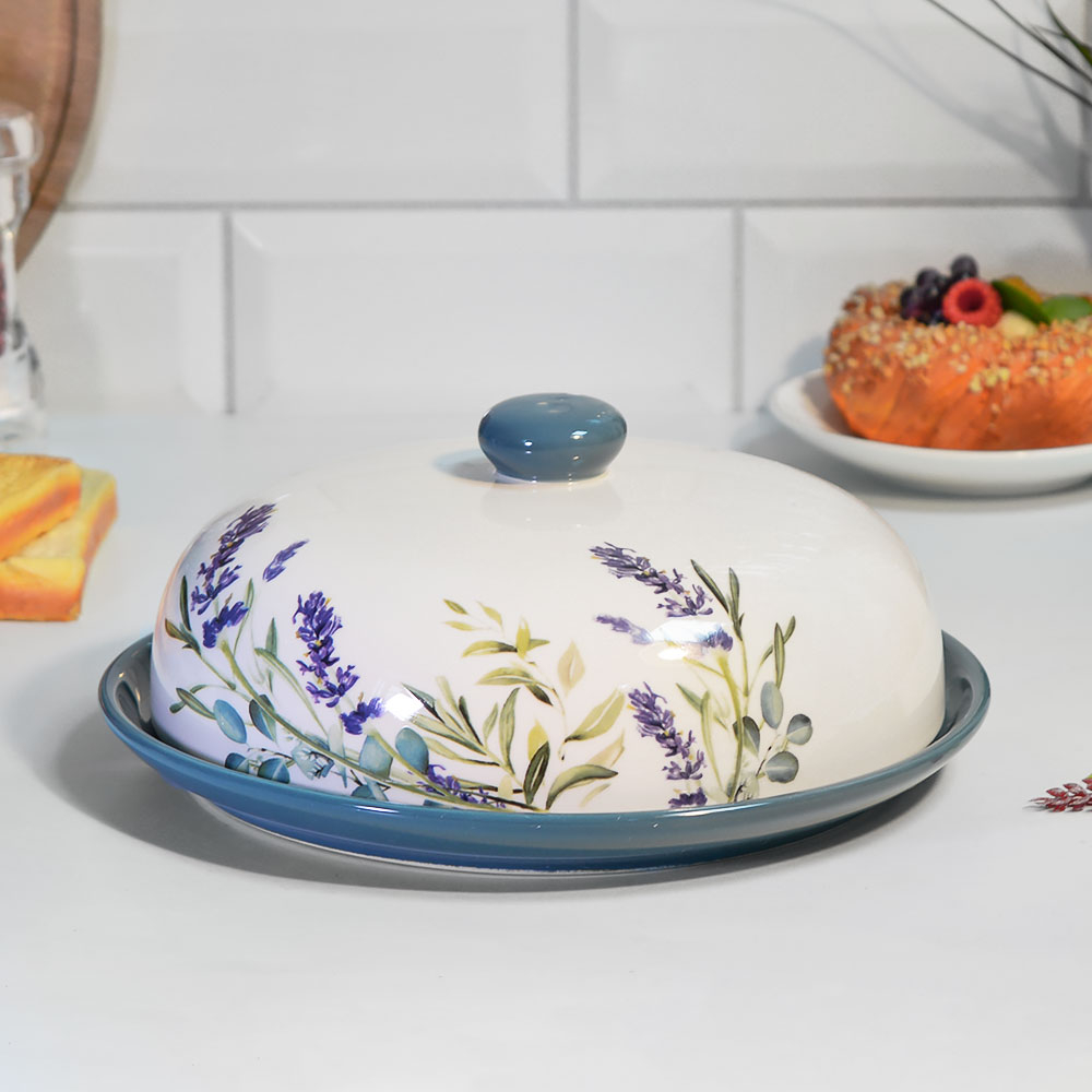 Блюдо для блинов "Лаванда и Эвкалипт" 23см, Prima Collection