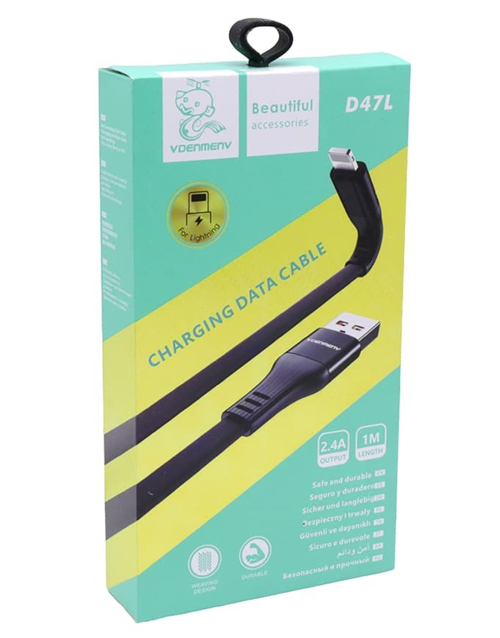Кабель USB - Lightning DENMEN D47L 2.4A (черный) 1м