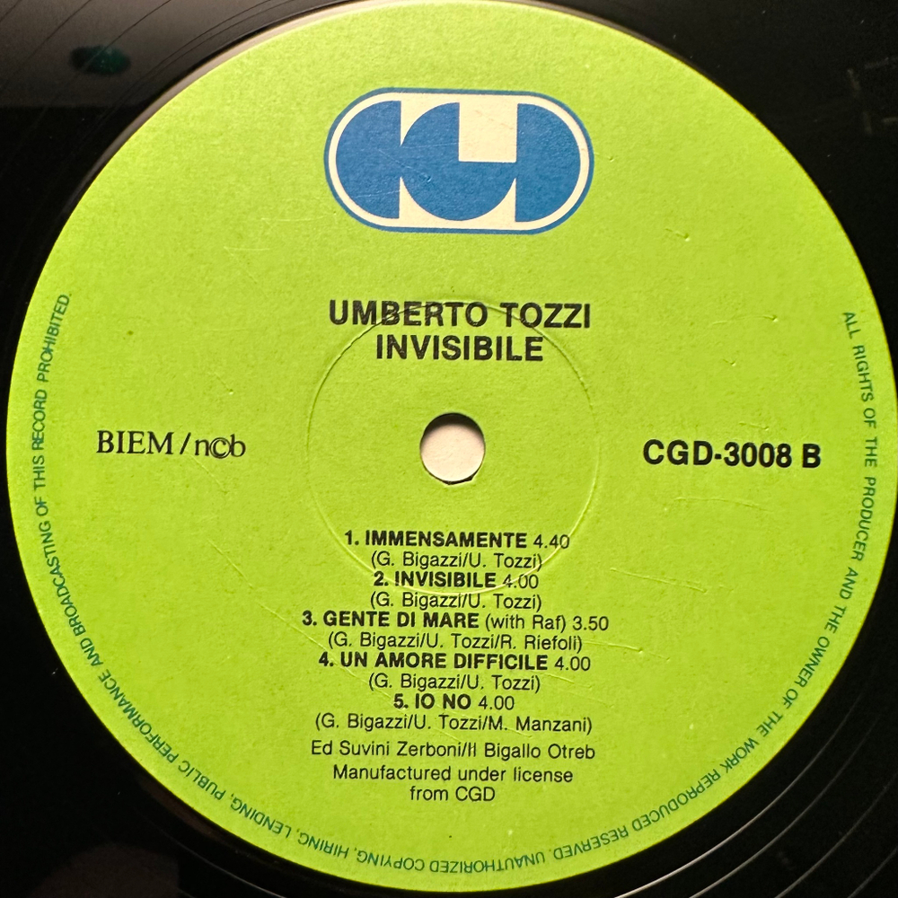 Umberto Tozzi - Invisibile (Скандинавия 1987г.)