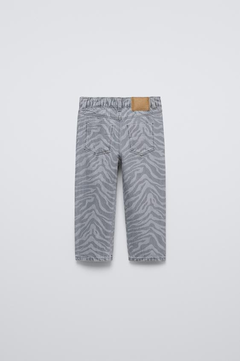 ZARA ДЖИНСЫ СВОБОДНОГО КРОЯ С АНИМАЛИСТИЧЕСКИМ ПРИНТОМ, СЕРЫЙ