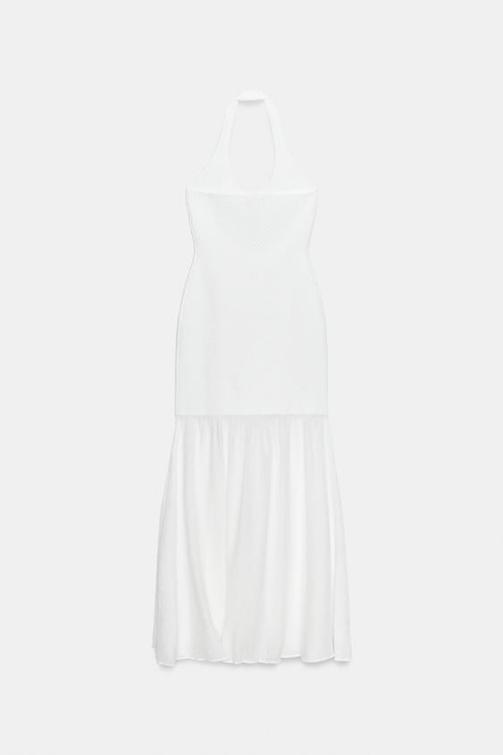 ZARA КОМБИНИРОВАННОЕ ПЛАТЬЕ ХАЛТЕР, БЕЛЫЙ