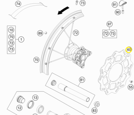 Диск тормозной передний Husqvarna TC-85 D=240mm