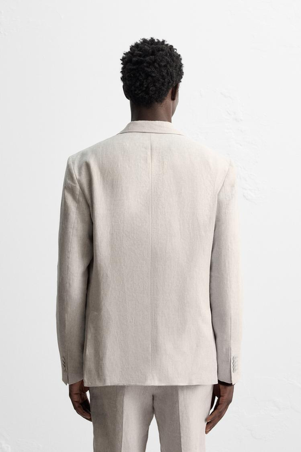 ZARA КОСТЮМНЫЙ БЛЕЙЗЕР ИЗ 100% ЛЬНА, СВЕТЛО-БЕЖЕВЫЙ