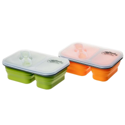 Tramp Контейнер силиконовый 2 отсека с ловилкой, TRC-090, оранжевый