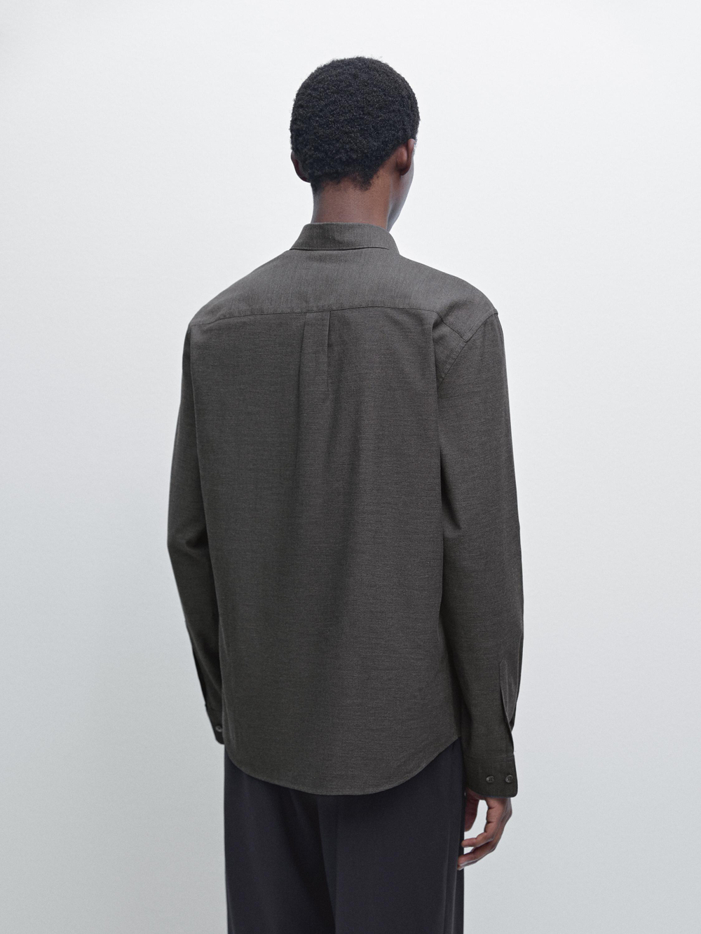 Massimo Dutti Меланжевая рубашка классического кроя, серый