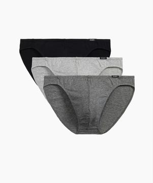 Мужские трусы (3шт) слипы мини Atlantic 3BMP-230, черный + серый меланж + темно-серый меланж